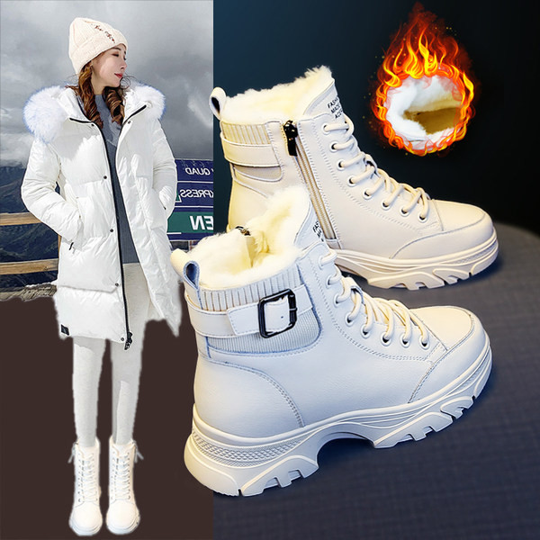 Ženske tople kožne čizme s patentnim zatvaračem