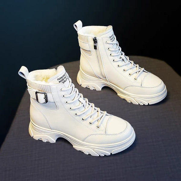 Ženske tople kožne čizme s patentnim zatvaračem