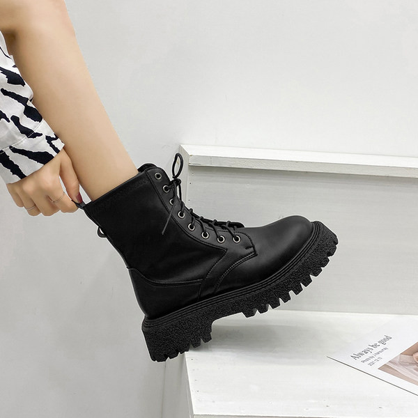 Дамски боти от еко кожа с връзки - два модела