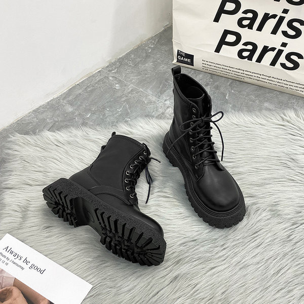 Дамски боти от еко кожа с връзки - два модела