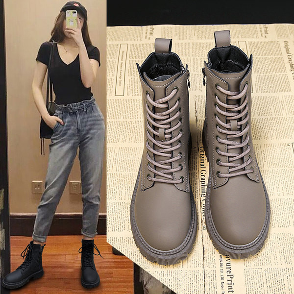 Ženske čizme s grubim potplatom i vezicama