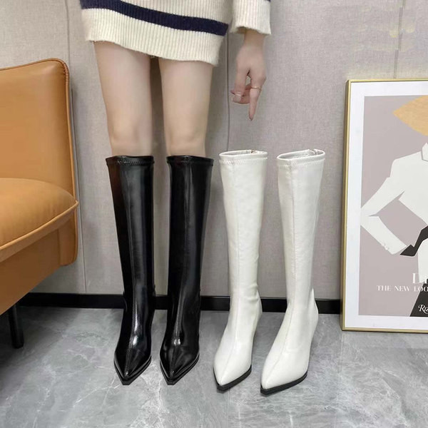 Elegantne ženske čizme od eko kože sa petom od 6,5 cm