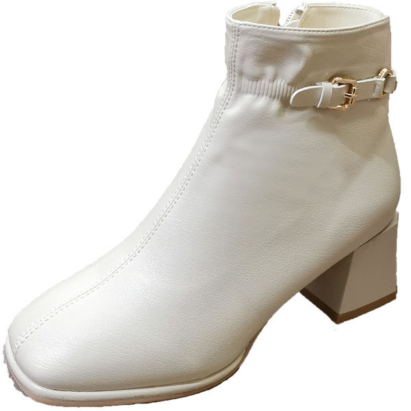 Ženske čizme s debelom četvrtastom petom 5 cm i metalnom kopčom