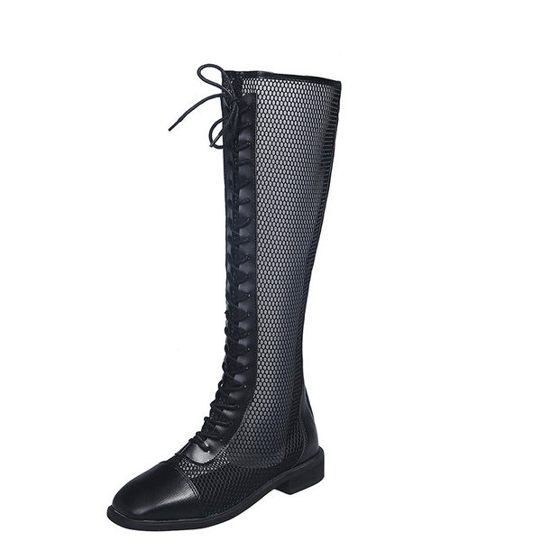 Ženske mrežaste čizme s vezicama i patentnim zatvaračem