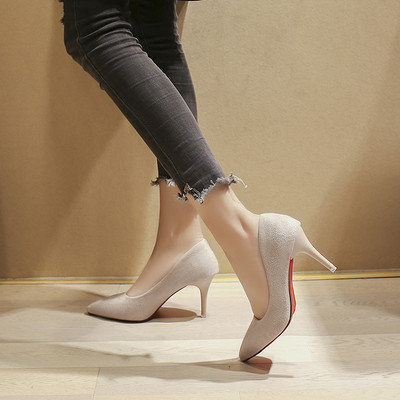 Заострени дамски обувки с 10см тънък ток