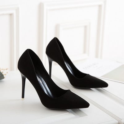 Заострени дамски обувки с 10см тънък ток