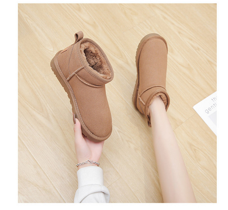 Ženske zimske čizme s toplom postavom - ravni potplat