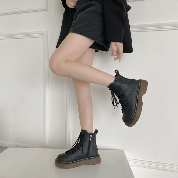 Ženske retro čizme s debelim đonom i kopčanjem na zip