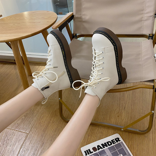 Ženske retro čizme s debelim đonom i kopčanjem na zip