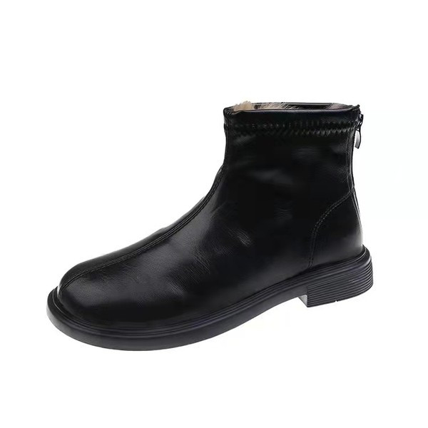 Ženske čizme od eko kože sa ravnim đonom i patentnim zatvaračem