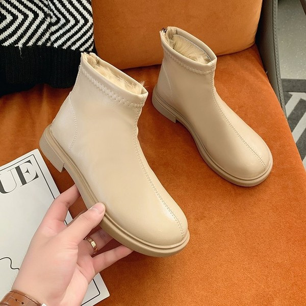 Ženske čizme od eko kože sa ravnim đonom i patentnim zatvaračem