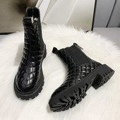 Moderne ženske čizme od eko kože sa grubim đonom