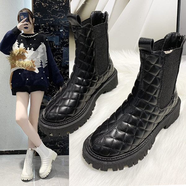 Moderne ženske čizme od eko kože sa grubim đonom