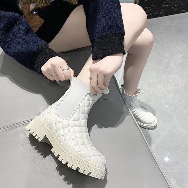 Moderne ženske čizme od eko kože sa grubim đonom