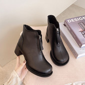 Casual čizme od eko kože sa patentnim zatvaračem i petom 6 cm