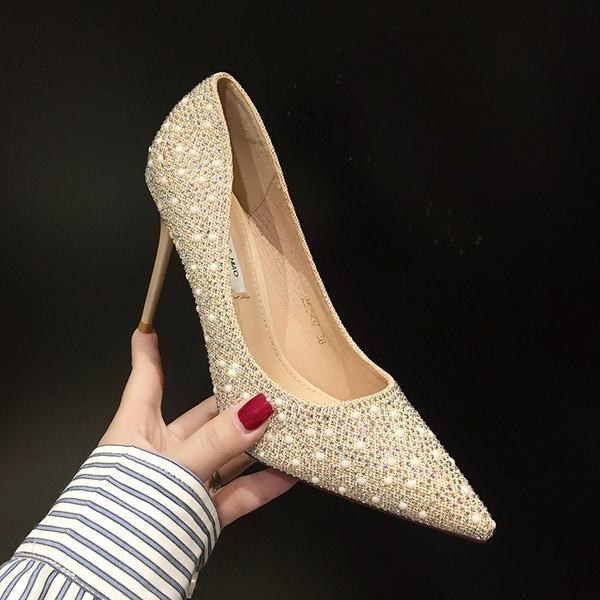 Aktualne ženske cipele sa kamenčićima i petom od 8 cm