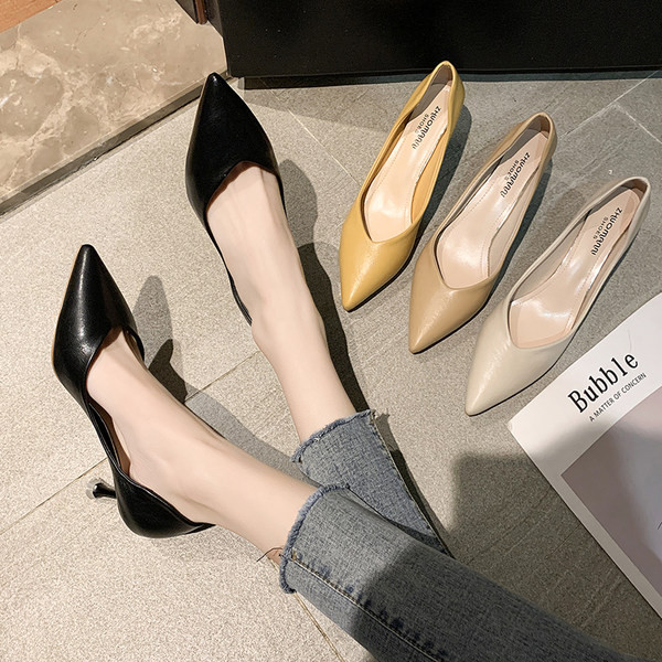 Ženske cipele od eko kože sa petom od 6 cm - model na špic