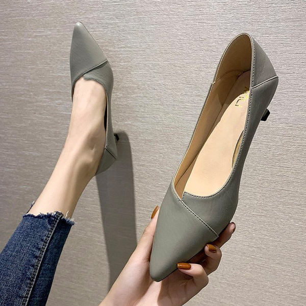 Casual cipele na špic od eko kože na nisku petu