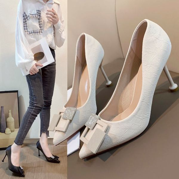 Novi model ženskih visokih cipela sa tankom petom 8cm i ukrasnim kamenčićima