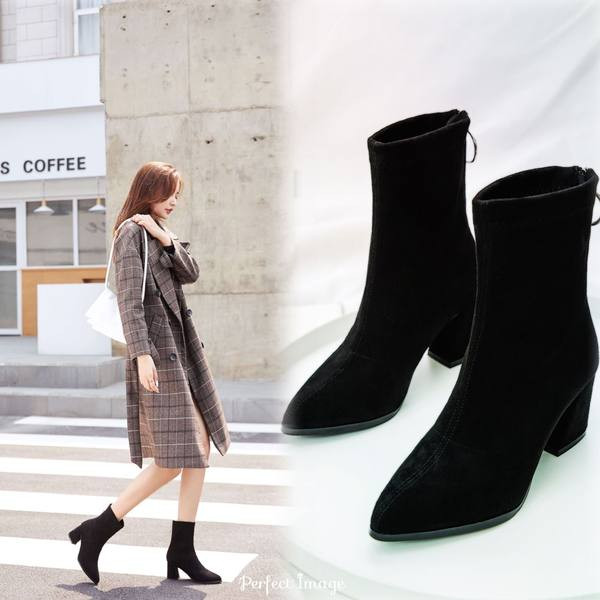 Aktualne ženske čizme ali na visoku petu od eko brušene kože