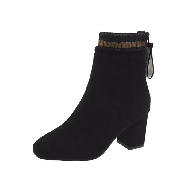 Elegantne ženske čizme od eko brušene kože s petom debljine 7 cm