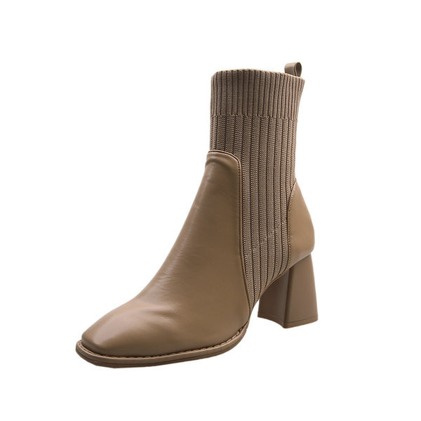 Ženske sok čizme na visoku četvrtastu petu 7 cm