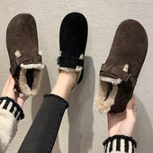 Ženske retro čizme s kopčom i toplom postavom