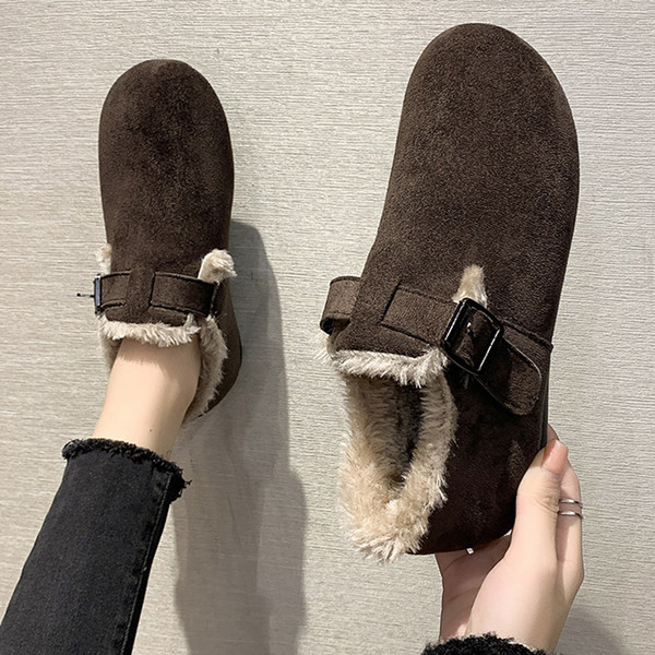 Ženske retro čizme s kopčom i toplom postavom