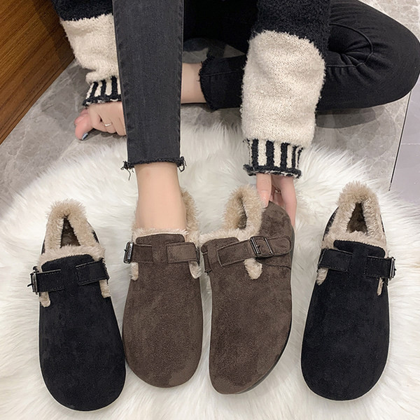 Ženske retro čizme s kopčom i toplom postavom