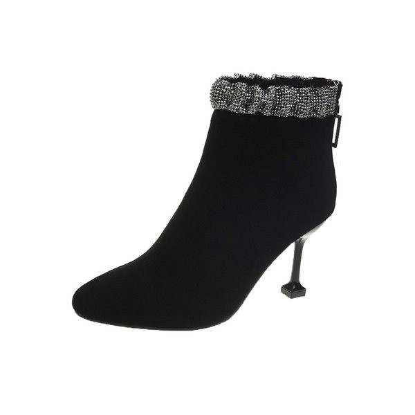 Elegantne ženske čizme na visoku petu od eko brušene kože