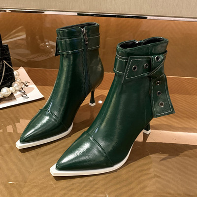 Kožne ženske čizme sa metalnim elementima u tri boje