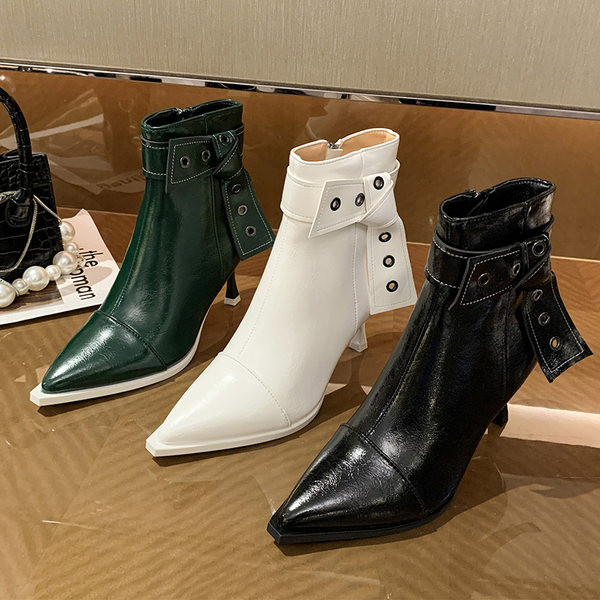 Kožne ženske čizme sa metalnim elementima u tri boje