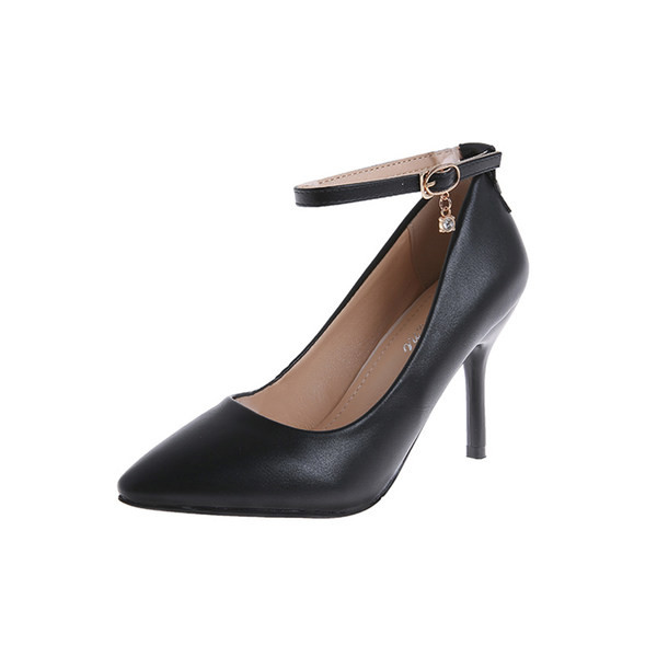 Ženske cipele od eko kože sa visokom petom i metalnim elementom