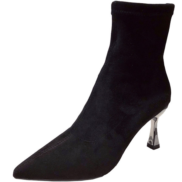 Ženske čizme od eko brušene kože sa petom 7,5 cm