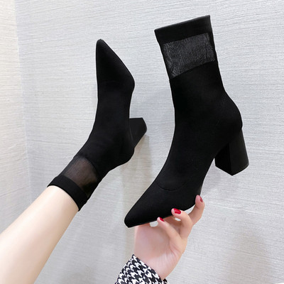 Moderne ženske čizme - model u špic sa debelom petom od 6,5 cm