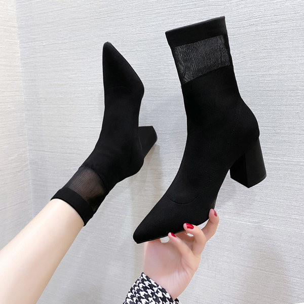 Moderne ženske čizme - model u špic sa debelom petom od 6,5 cm