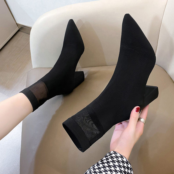 Moderne ženske čizme - model u špic sa debelom petom od 6,5 cm