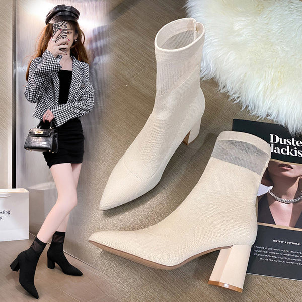 Moderne ženske čizme - model u špic sa debelom petom od 6,5 cm