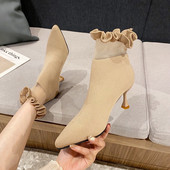 Elegantne ženske čizme od eko brušene kože tipa sokne