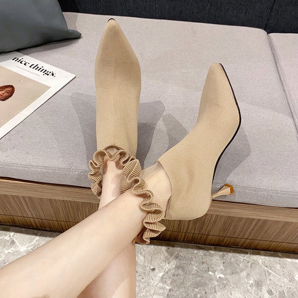 Elegantne ženske čizme od eko brušene kože tipa sokne