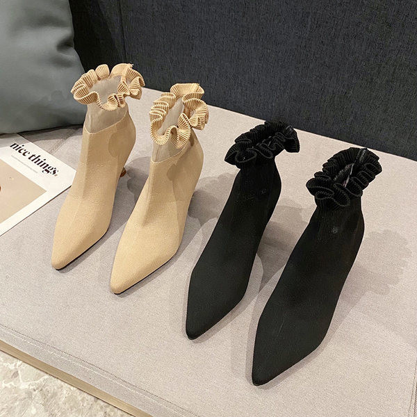 Elegantne ženske čizme od eko brušene kože tipa sokne