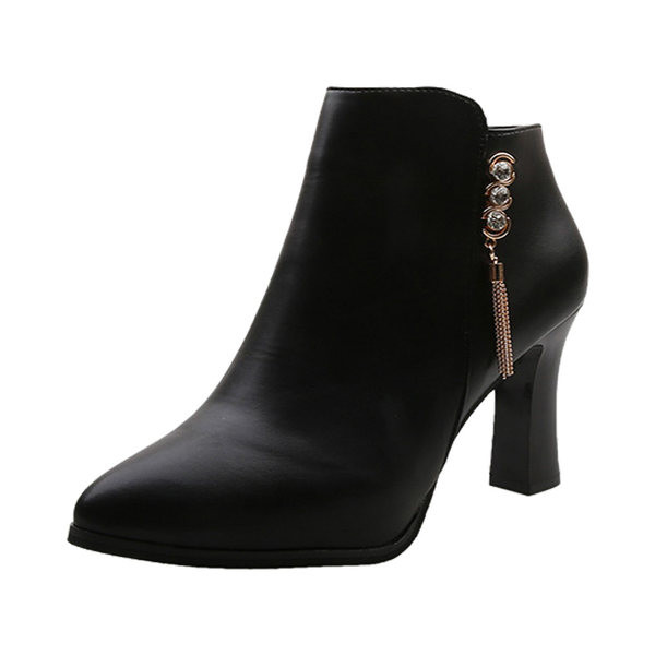 Čizme s debelom petom i patentnim zatvaračem od umjetne kože