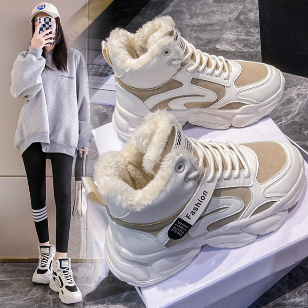 Ženske jesensko-zimske sportske čizme s toplom postavom