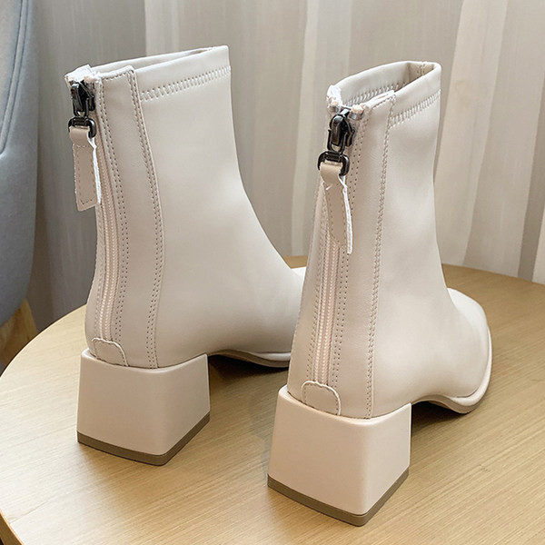 Kožne ženske čizme sa debelom petom 5 cm