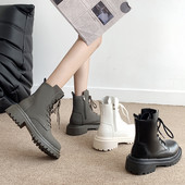 Ženski obični model čizama s grubim potplatom - kopčanje na patent