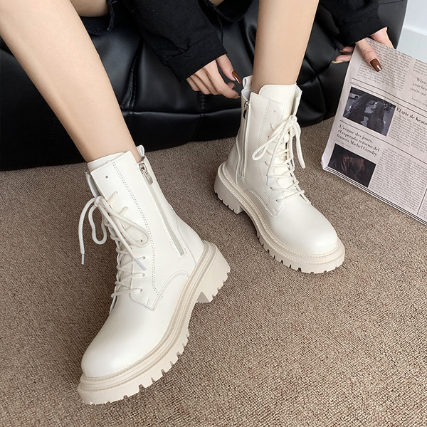 Ženski obični model čizama s grubim potplatom - kopčanje na patent