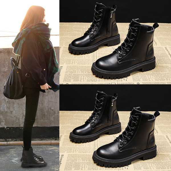 Kožne ženske zimske čizme sa vezicama u crnoj boji