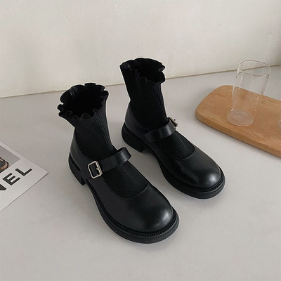 Ženske čizme na kopču - crne boje