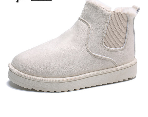 Дамски зимни боти от еко велур с топла подплата и ластик