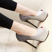 Ženske cipele sa potpeticom 14 cm - preljevne boje